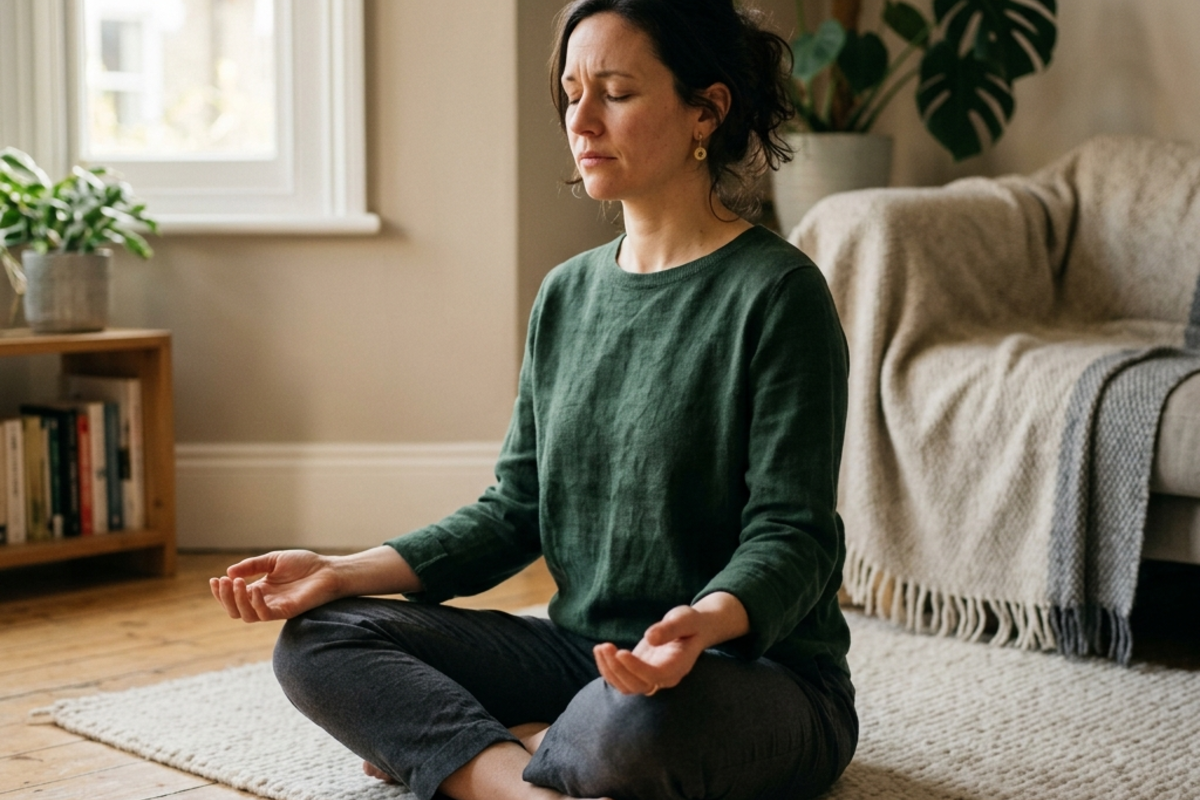 Person sitting quietly with hands resting open on their lap