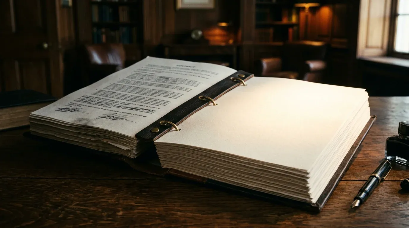 A contract whose final pages are blank