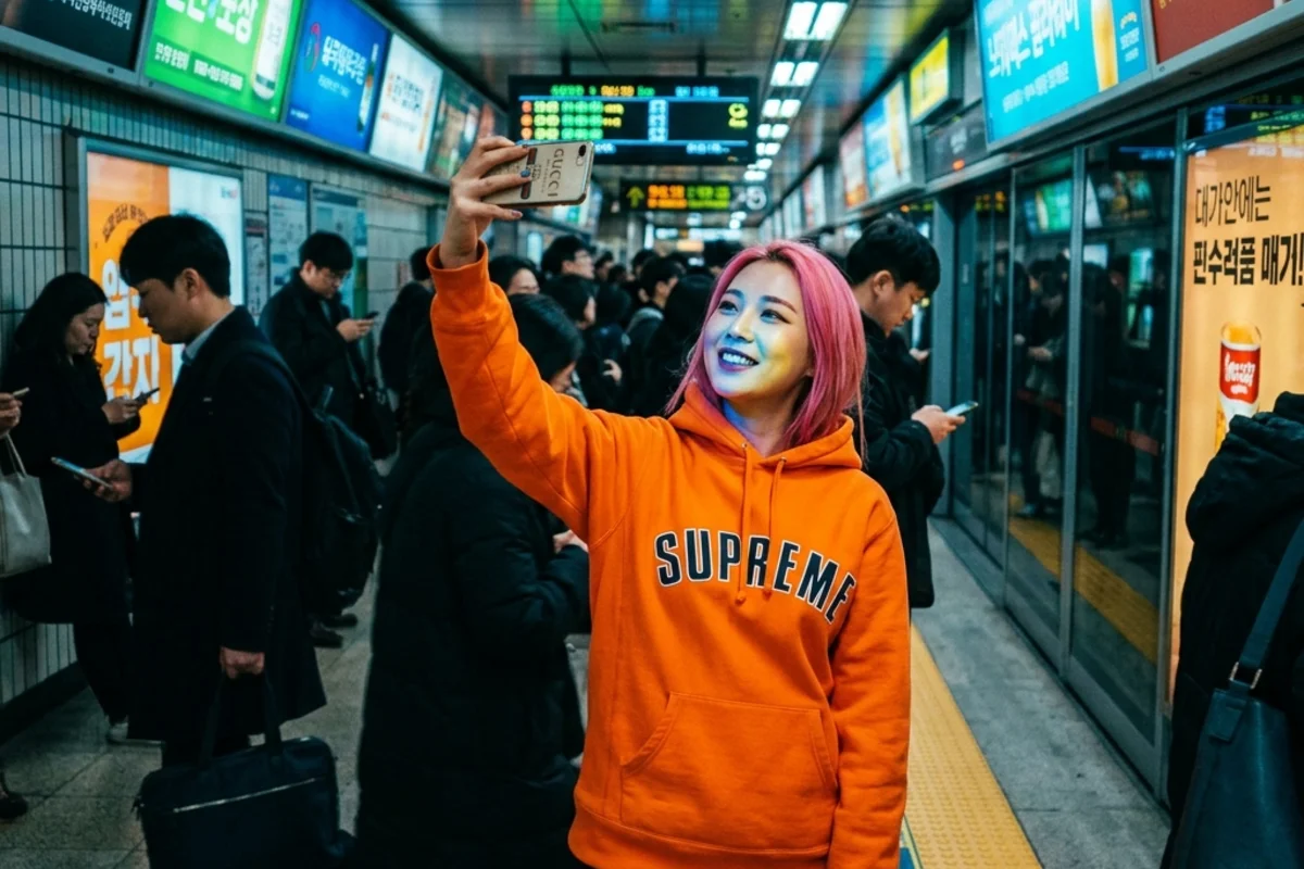 A figure standing at a digital intersection of many colour-coded paths radiating outward