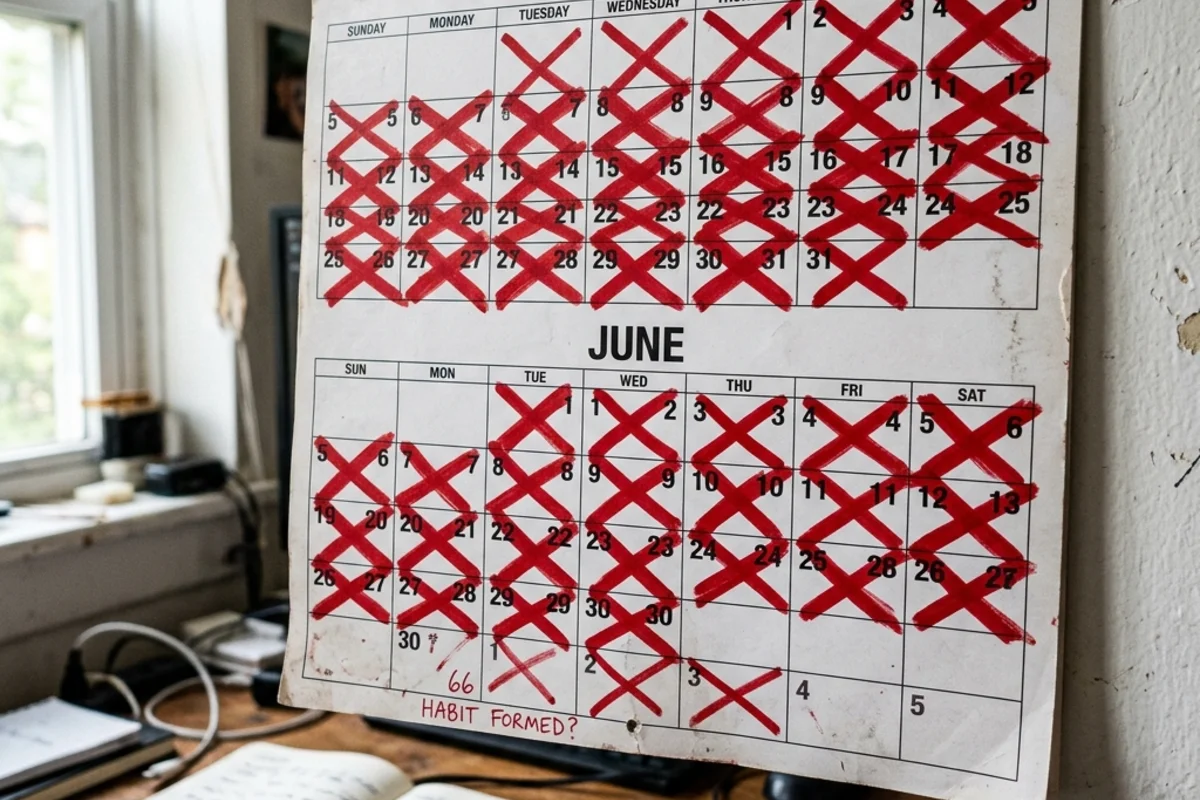 A calendar with marked progress and small triumphs