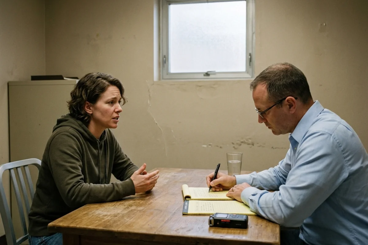 Two people facing each other across a table, each surrounded by their own gentle distortion field