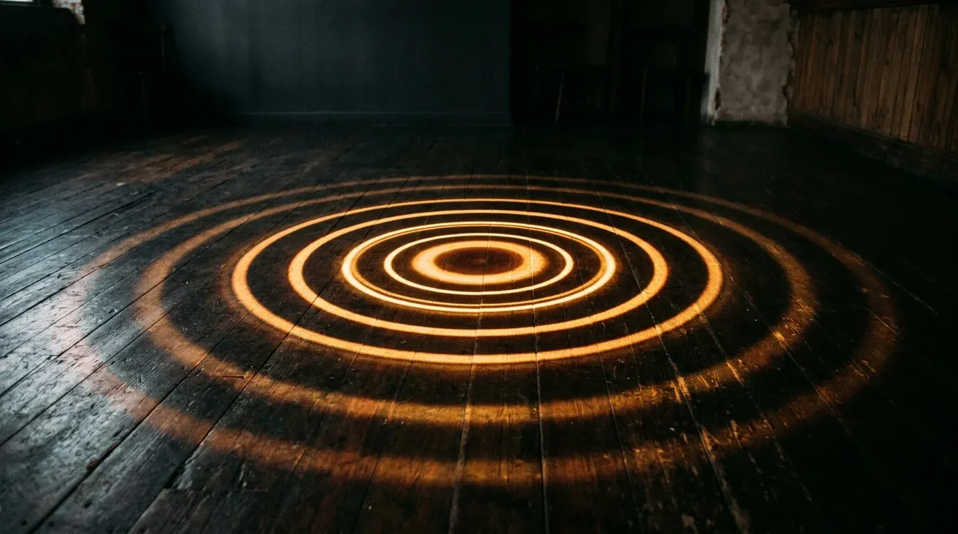 Concentric rings of light fading outward