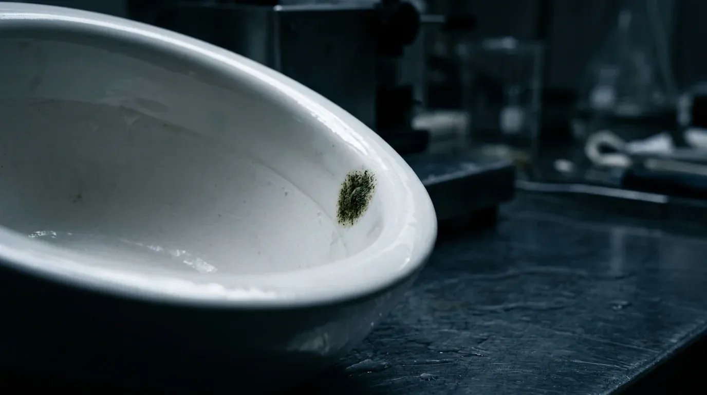 A clean bowl with one spot of mould