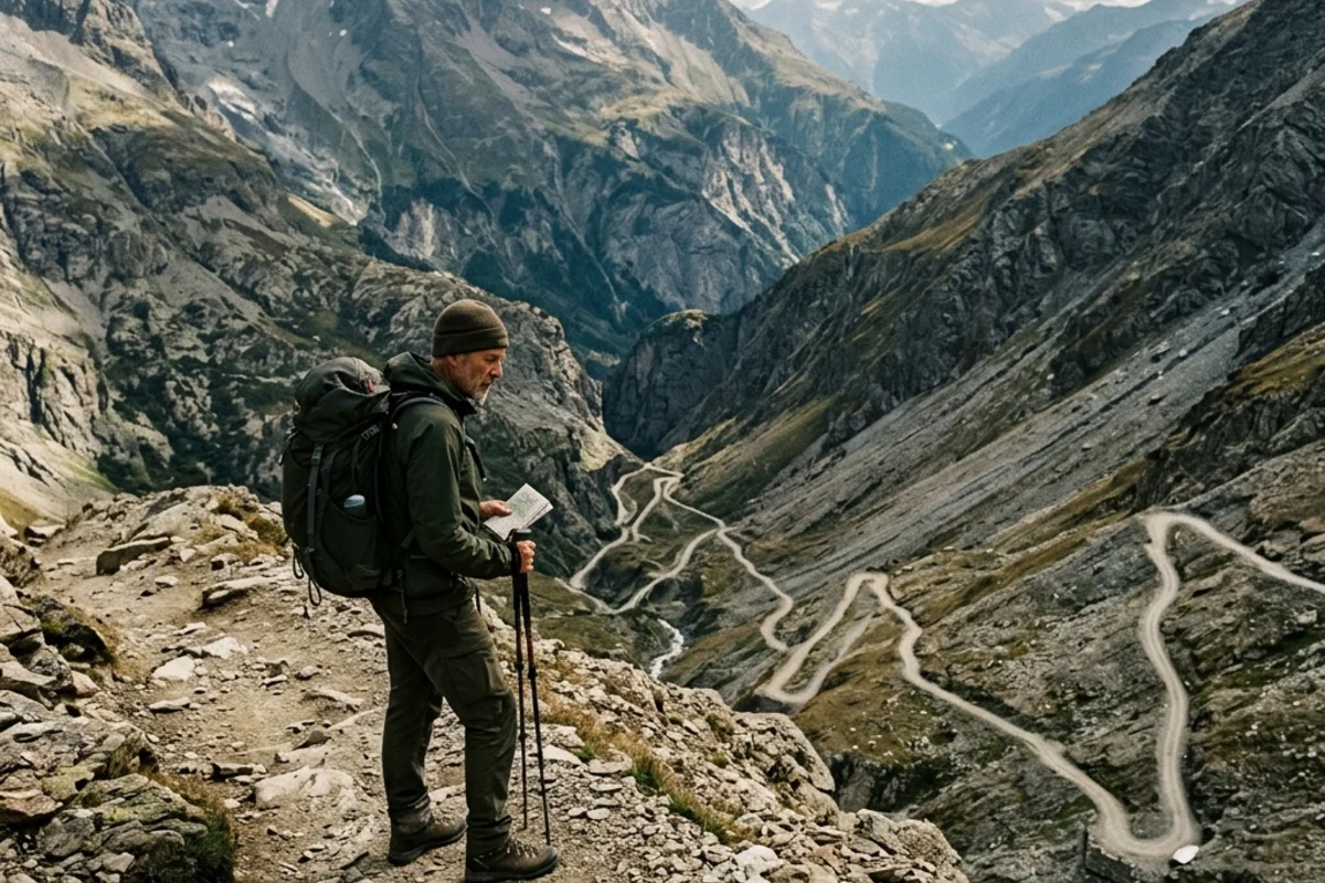 An ant's view of a long path stretching toward a distant horizon