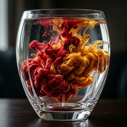 Water droplet crown splash in warm and cool lighting