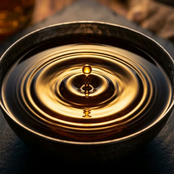 Concentric ripples expanding on dark water surface