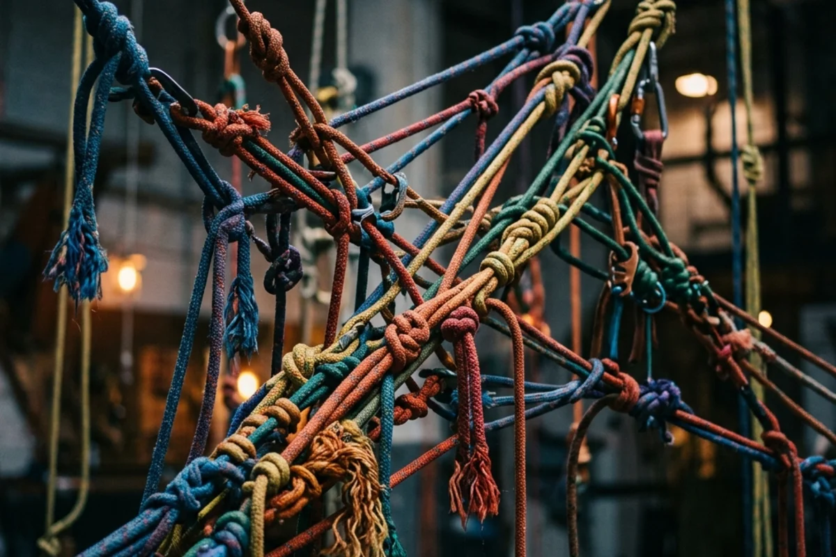 A glowing web of nodes and connections against a dark background