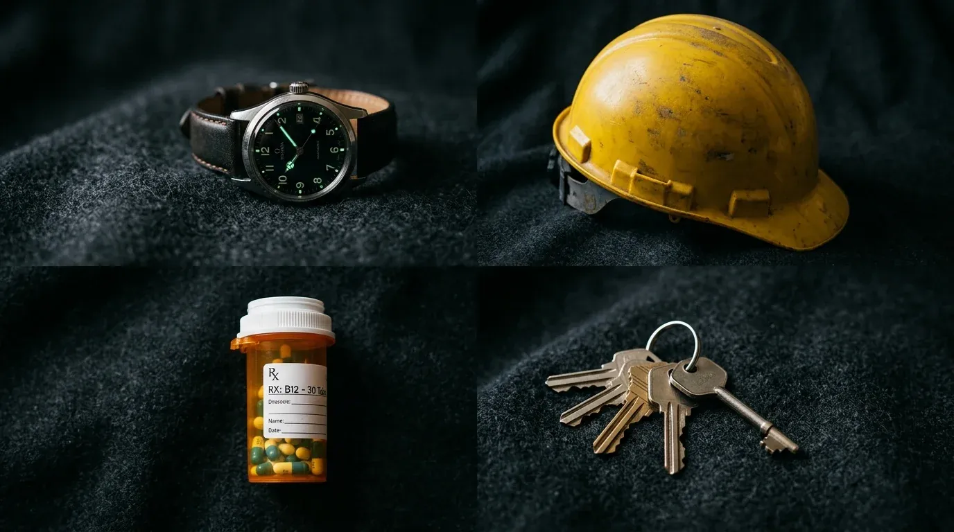 Objects representing hours, risk, benefits, and mobility